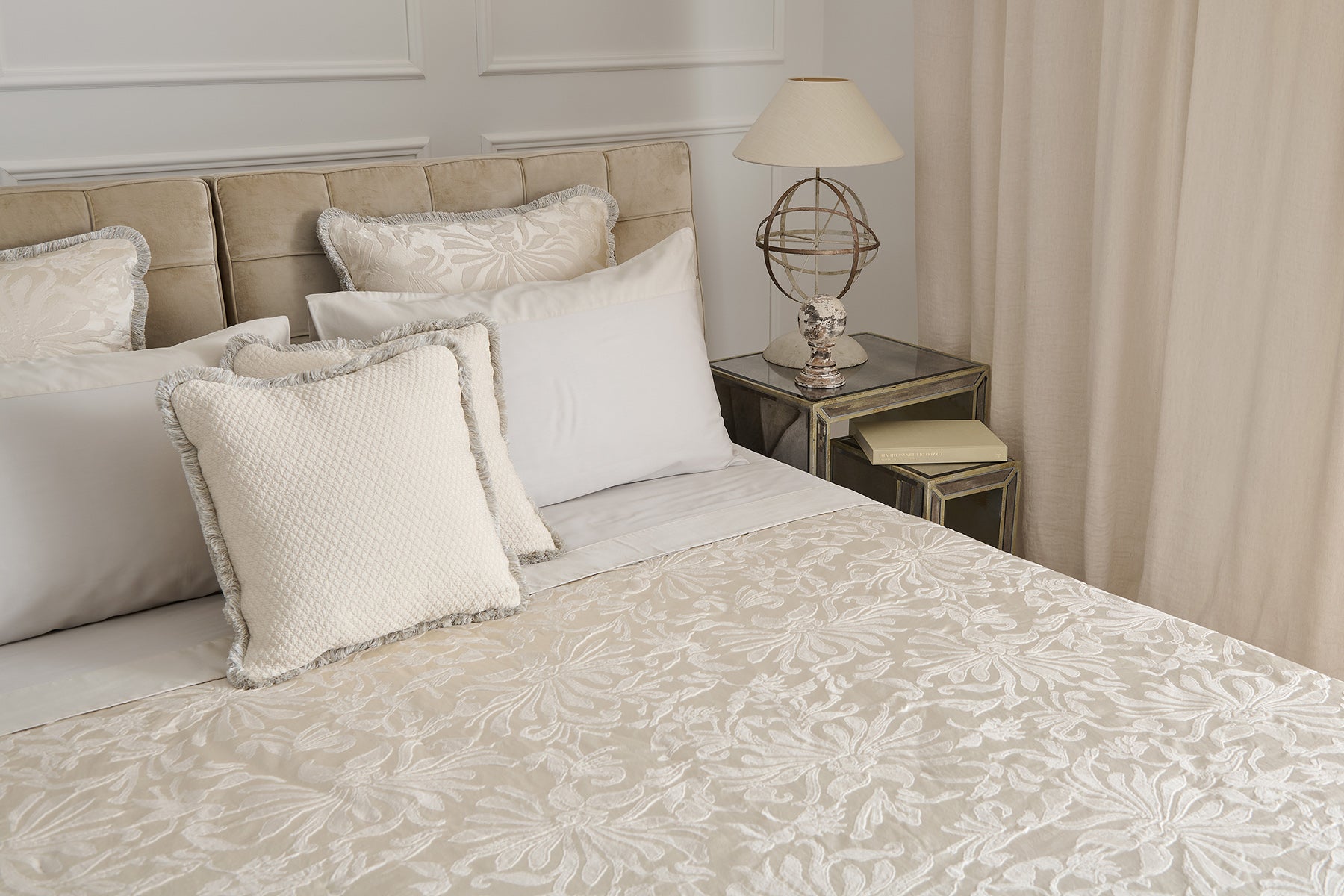 Quilt e trapunta in tessuto jacquard di seta e cotone - Mastro Raphael