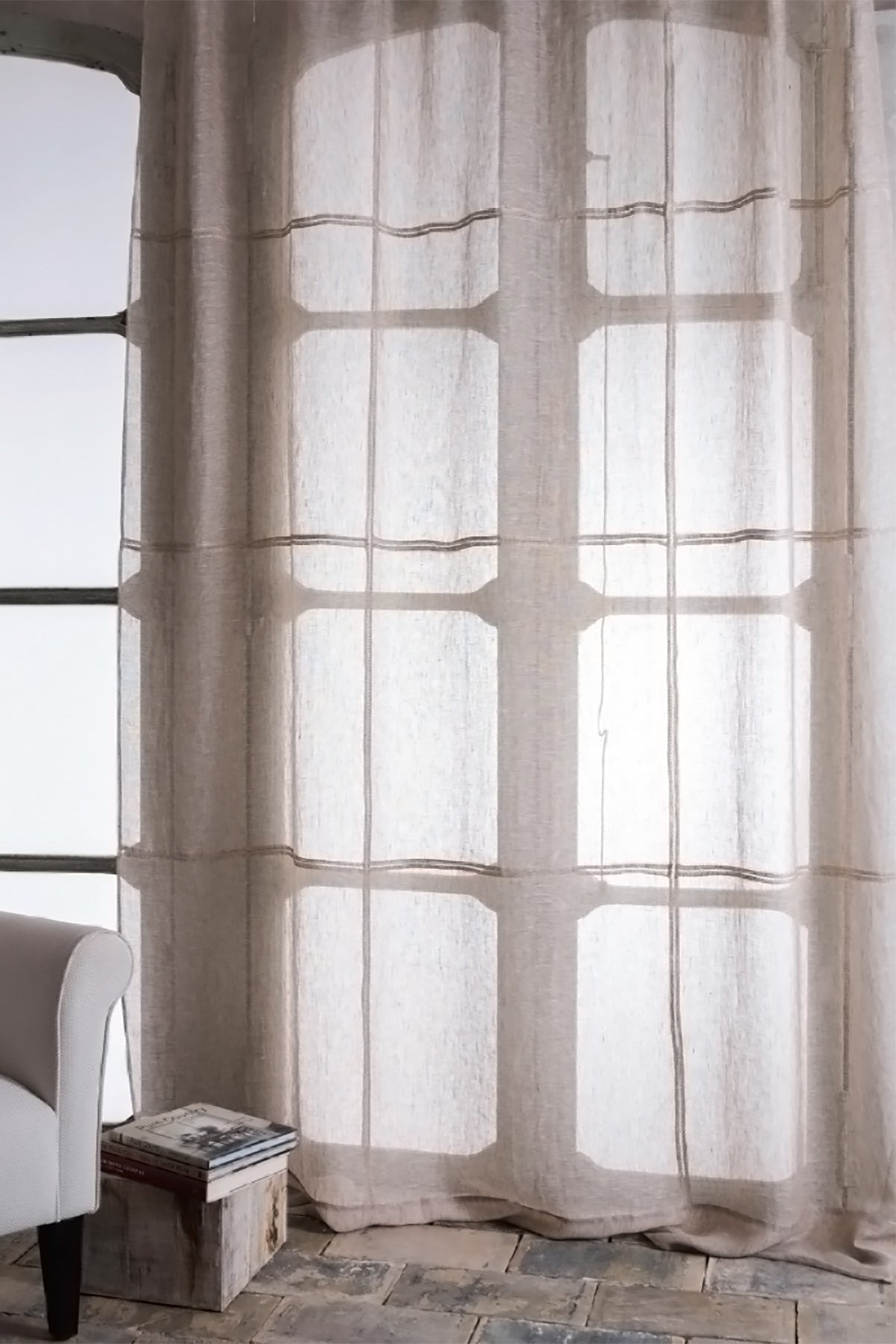 Curtain Quintessential costruita croquet quadri lino leggero