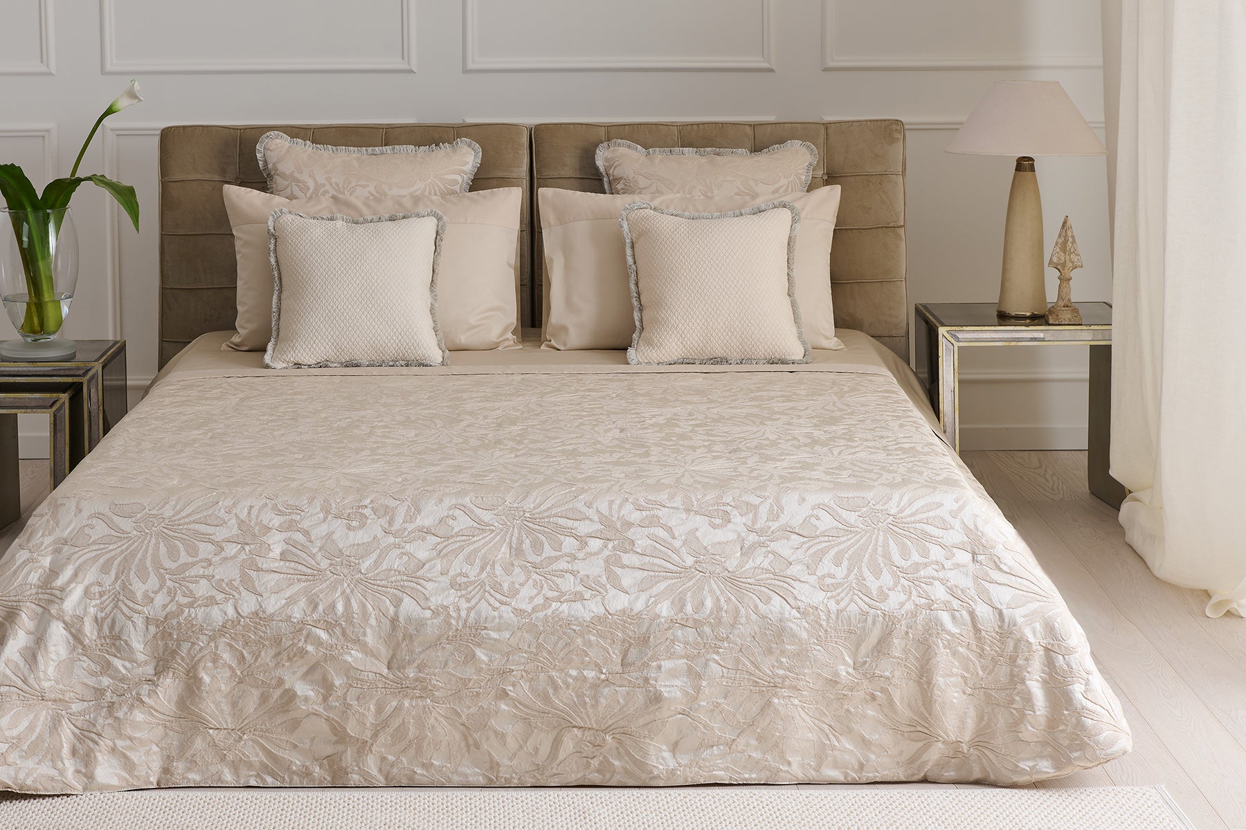 Quilt e trapunta in tessuto jacquard di seta e cotone - Mastro Raphael