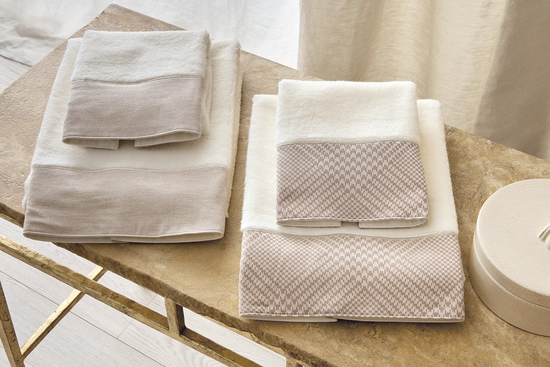Set spugna Tailoring con bordo in raso jacquard - Mastro Raphael